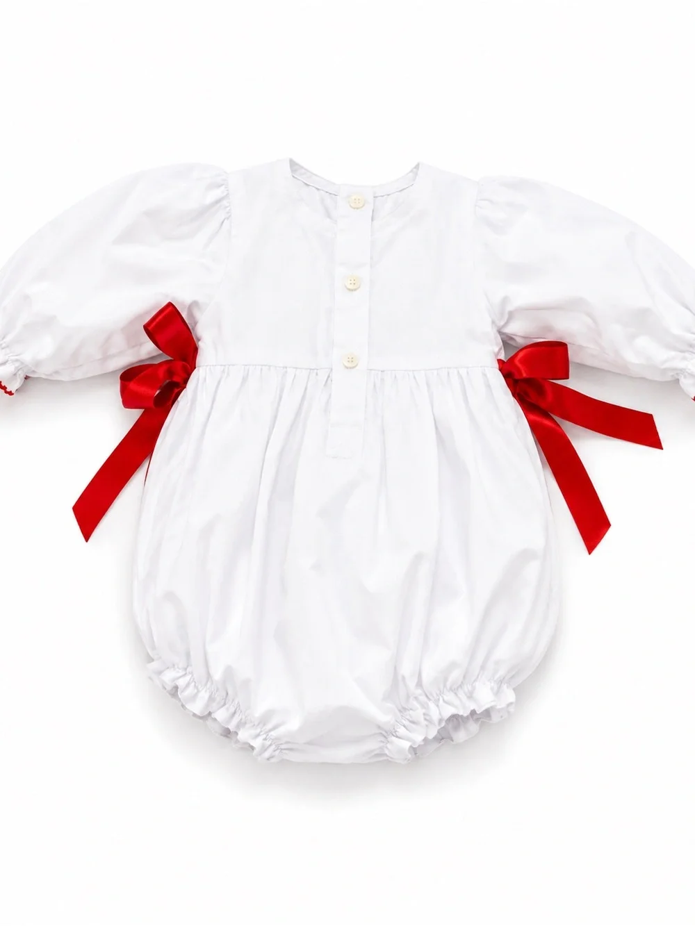 EUC Busy Bees Smocked White and Red Smocked Baby Bubble Costume